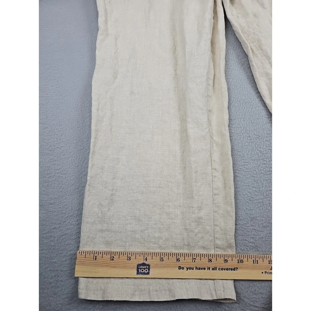 VTG Banana Republic 100% Linen Wide Leg High Waist Pants Size 12 31x28 Beige Y2K